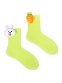Skarpety dziewczęce zielone z aplikacją 3D króliczek marchewka 31-34