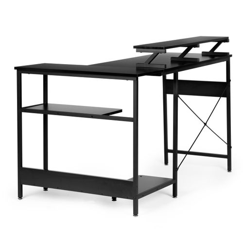 Biurko narożne komputerowe stół 3 półki czarny ModernHome na Arena.pl