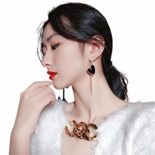 Asymetryczne Serce Kolczyki Wiszące damskie zdjęcie 5