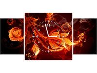 80X40CM ZEGAR PŁOMIENNE KWIATY OBRAZ