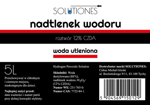 Woda utleniona 12% - Nadtlenek wodoru 5 L Solutiones na Arena.pl