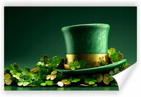 Fototapeta PREMIUM STRUKTURA ZMYWALANA Zielony kapelusz ozdobny koniczyną