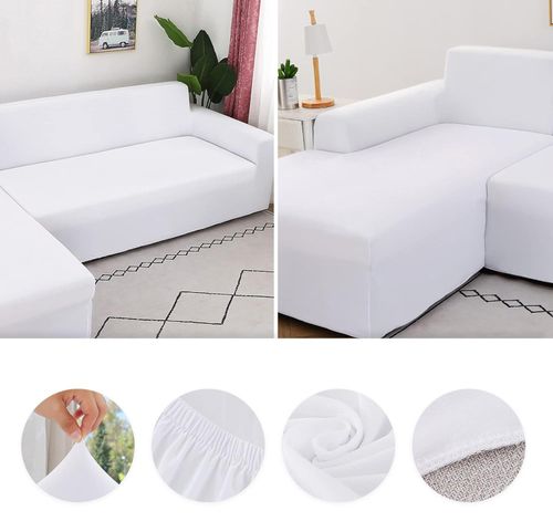 Pokrowiec na sofę narożną Jaotto elastyczny antypoślizgowy biały (3+3) na Arena.pl