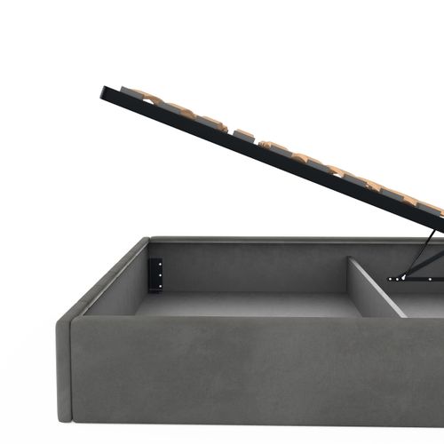 ŁÓŻKO TAPICEROWANE DO SYPIALNI 140x200 ŁÓŻKO PREMIUM Z POJEMNIKIEM SZARE na Arena.pl