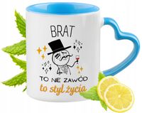 Dla Brata Kubek Błękitny Z Uszkiem W Kształcie Serca Na Prezent Z Nadrukiem