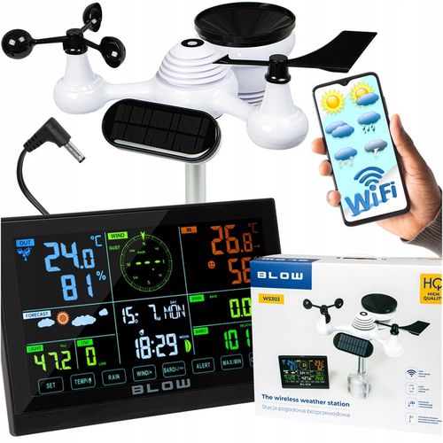 STACJA POGODY POGODOWA WiFi METEO TERMOMETR HIGROMETR ZEGAR ALARM + na Arena.pl