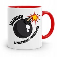 Dla Pracownika Kubek Czerwony Wybuchowy Pracownik Z Nadrukiem Ze Zdjęciem