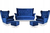 Zestaw wypoczynkowy mebli uszak Diana sofa fotele pufy  komplet