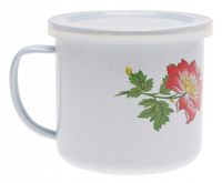 KUBEK EMALIOWANY Z Przykrywką Stalowy 700ml A1005