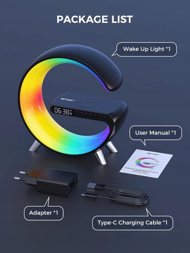 Inteligentny budzik ładowarka indukcyjna lampka led rgb (czarna) na Arena.pl