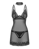 donarella czarny komplet koszulka stringi choker obsessive m/l
