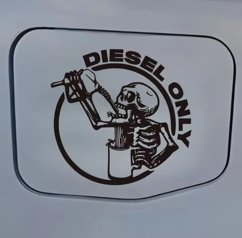 Naklejka Wlepka na Samochód Motor Wlew Paliwa DIESEL ONLY Kościotrup Skull na Arena.pl