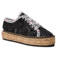 Love Moschino Espadryle damskie - Premium - rozmiar 40 - czarne materiałowe