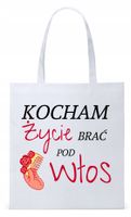 Dla Fryzjera Fryzjerki Torba Eco Biała Shopper Z Nadrukiem Ze Zdjęciem