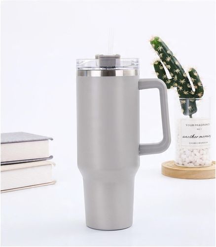 MagiCook KUBEK TERMICZNY 1200 ML ZE SŁOMKĄ STYLE USA Jasna Szarość na Arena.pl