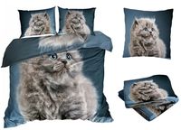 Pościel satyna bawełniana 200x220cm KOTEK PERS z prześcieradłem 3D