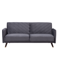 Sofa rozkładana welurowa szara SENJA