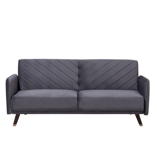 Sofa rozkładana welurowa szara SENJA zdjęcie 1