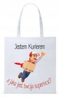 Dla Kuriera Dostawcy Torba Eco Biała Shopper Z Nadrukiem Ze Zdjęciem