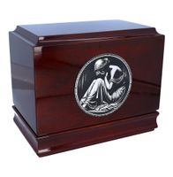 Nostalgia drewniana urna z płaczącą kobietą