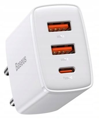 BASEUS SZYBKA ŁADOWARKA SIECIOWA 3xUSB USB-C 30W ZASILACZ DO TELEFONU AFC na Arena.pl