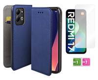 Etui z klapką do XIAOMI REDMI 17 4G / 5G pokrowiec niebieski + szkło 9H