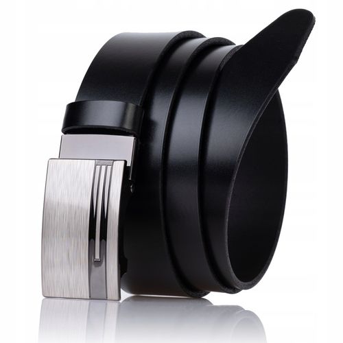 Pasek SKÓRZANY męski Klamra automat CZARNY spodni na Arena.pl