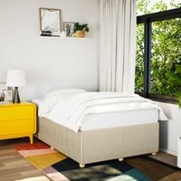 Rama łóżka bez materaca, kremowa, 120x190 cm, tkanina