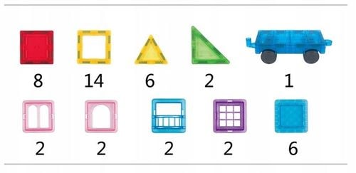 EDUKACYJNE KLOCKI MAGNETYCZNE ZESTAW 45 EL. PANELE KONSTRUKCYJNE DLA DZIECI na Arena.pl