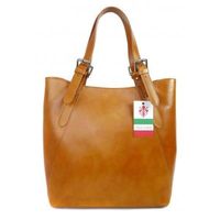 Włoska torebka skórzana na ramię ,Vera Pelle A4,shopper Camel V77C