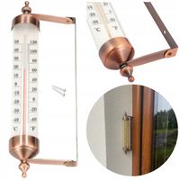 TERMOMETR ZEWNĘTRZY RETRO METALOWY ZA OKNO ZAOKIENNY PRZYKRĘCANY -40 +50