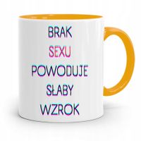 Kubek Żółty Śmieszny Zabawny Brak Sexu Powoduje Z Nadrukiem Ze Zdjęciem