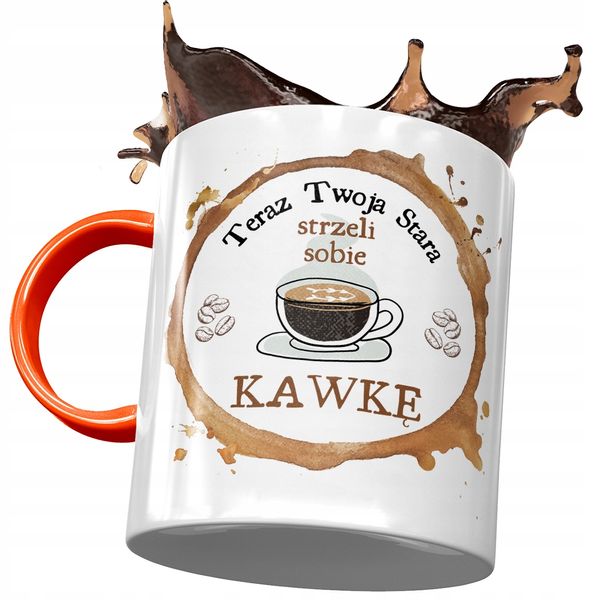 Kubek Pomarańczowy Dla Twojej Starej Na Prezent Z Nadrukiem Ze Zdjęciem zdjęcie 1