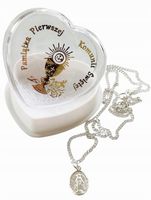 Srebrny Zestaw Komunijny ŁAŃCUSZEK pancerka Cudowny MEDALIK PUDEŁKO