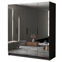 Szafa SALVADOR III 200 cm z lustrem-pojemna garderoba-CZARNY+CZARNY