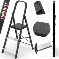 Drabina domowa stalowa jednostronna składana HIGHER 3 stopnie 150 kg