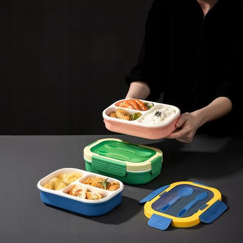 LUNCHBOX 3 PRZEGRÓDKI SZTUĆCE LUNCH BOX POJEMNIK ŚNIADANIE ŚNIADANIÓWKA na Arena.pl