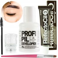 HENNA do brwi rzęs REFECTOCIL brąz w żelu ZESTAW z wodą utlenioną KALLOS