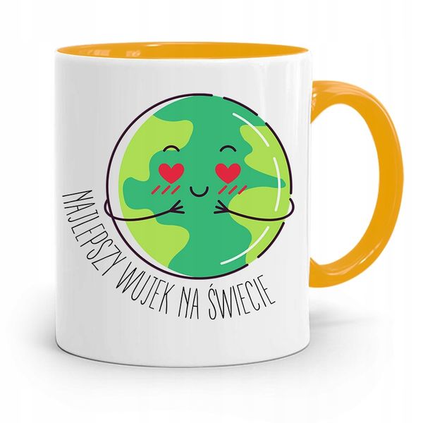 Kubek Żółty Prezent Dla Wujka Najlepszy Wujek Z Nadrukiem Ze Zdjęciem zdjęcie 1