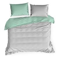 Pościel satynowa NOVA 220x200 70x80x2 jasnoszara + miętowa