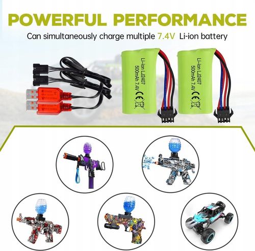 2 sztuki akumulatorów 7.4 V 500 mAh do EC16 DE85 do łodzi RC + ładowarka na Arena.pl