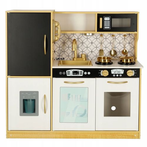 KUCHNIA DLA DZIECI DREWNIANA ZŁOTA LED DUŻA XXL Z LODÓWKA TABLICA KREDOWA na Arena.pl