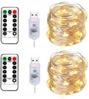 Łańcuch świetlny 2x100 LED, USB, Pilot ZESTAW 2 szt