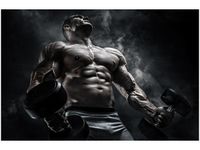 120CM 80CM OBRAZ ŚCIENNY MĘŻCZYZNA SIŁOWNI STALOWYM KOLORZE