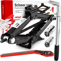 ZESTAW PODNOŚNIK LEWAREK TRAPEZOWY KLUCZ TELESKOPOWY DO WYMIANY KÓŁ NASADKI