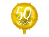 Balon foliowy "50th Birthday", złoty, 45 cm (18 cali) [balon na hel]
