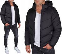 ZIMOWA PUCHOWA KURTKA MĘSKA PIKOWANA KAPTUR