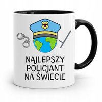Kubek Czarny Dla Najlepszego Policjanta Na Świecie Z Nadrukiem Ze Zdjęciem