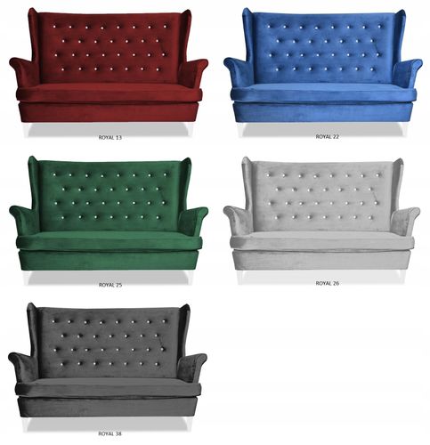 Zestaw wypoczynkowy mebli uszak Diana sofa fotele pufy Family Meble komplet na Arena.pl