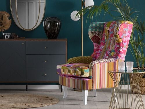 Fotel uszak patchwork wielokolorowy MOLDE na Arena.pl